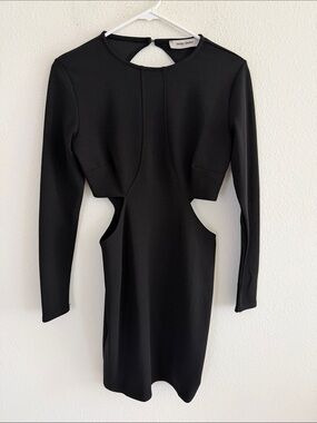 Twin Sister Black Long-Sleeve Cutout Cocktail Black Mini Dress